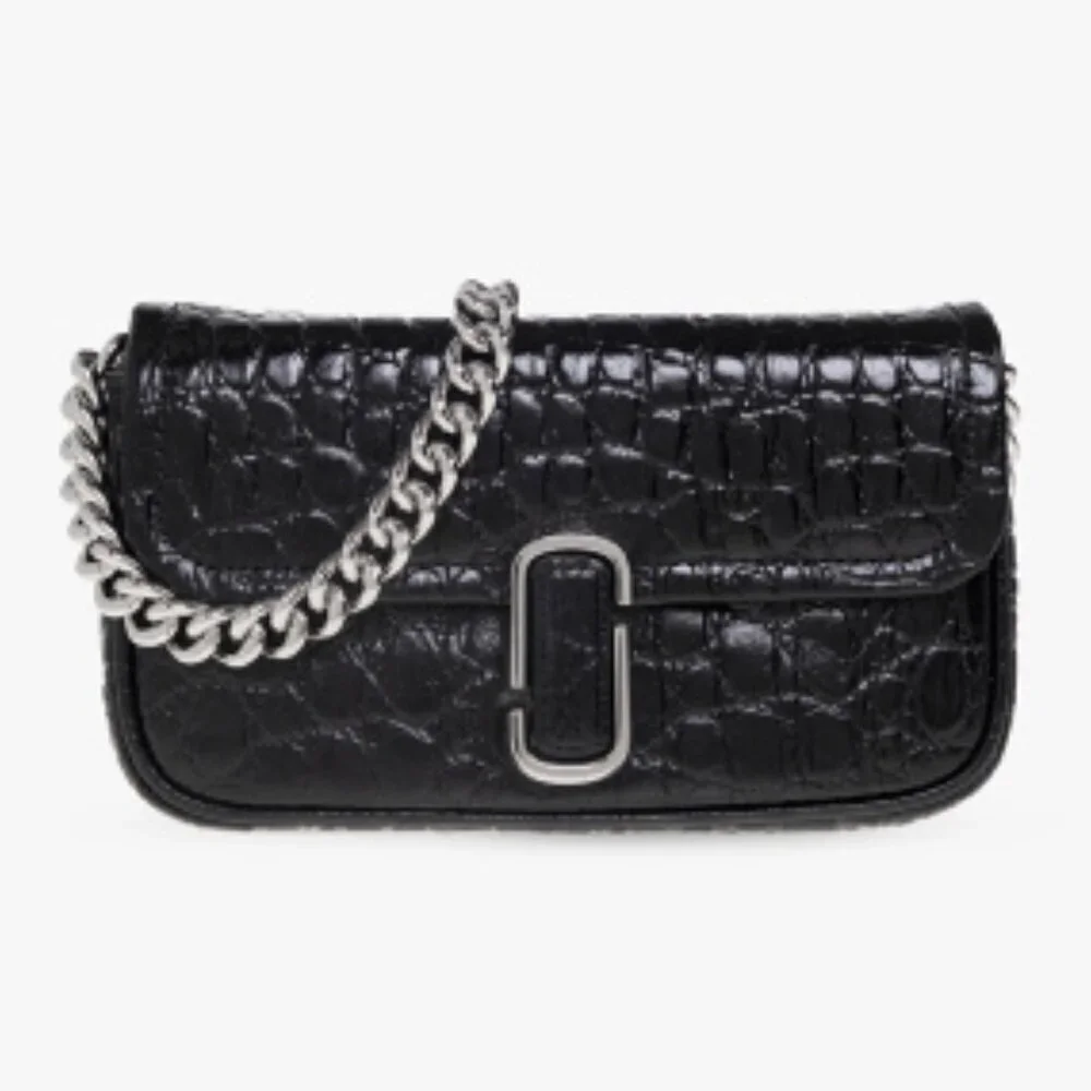NWT! New Marc Jacobs J Marc Mini Shoulder Bag - Croc-embossed Leather Black 3way